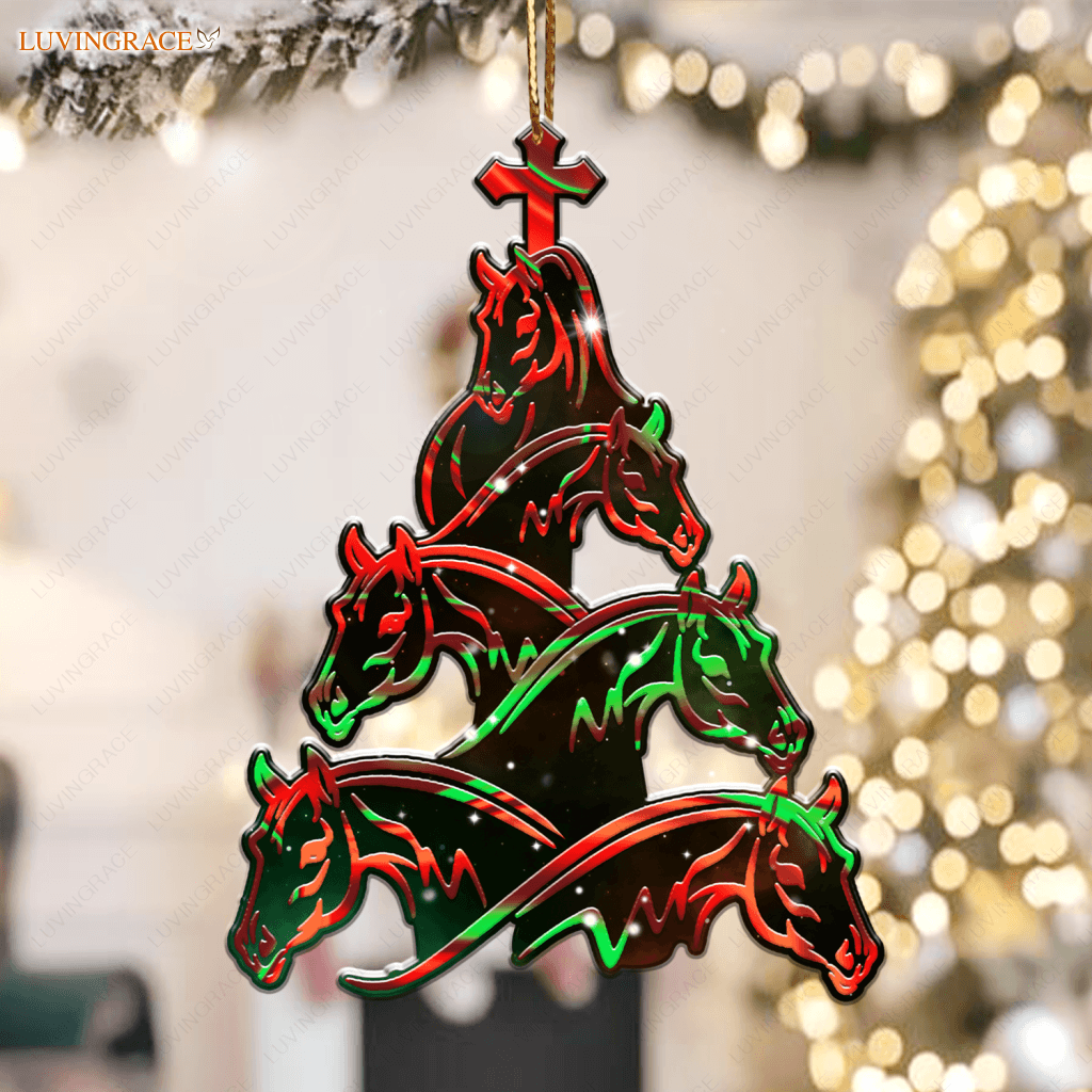 Horse Christmas Tree With Cross Ornament