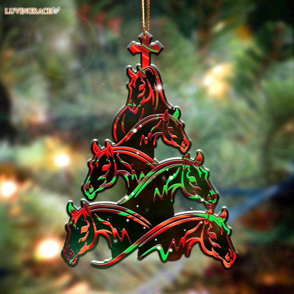 Horse Christmas Tree With Cross Ornament