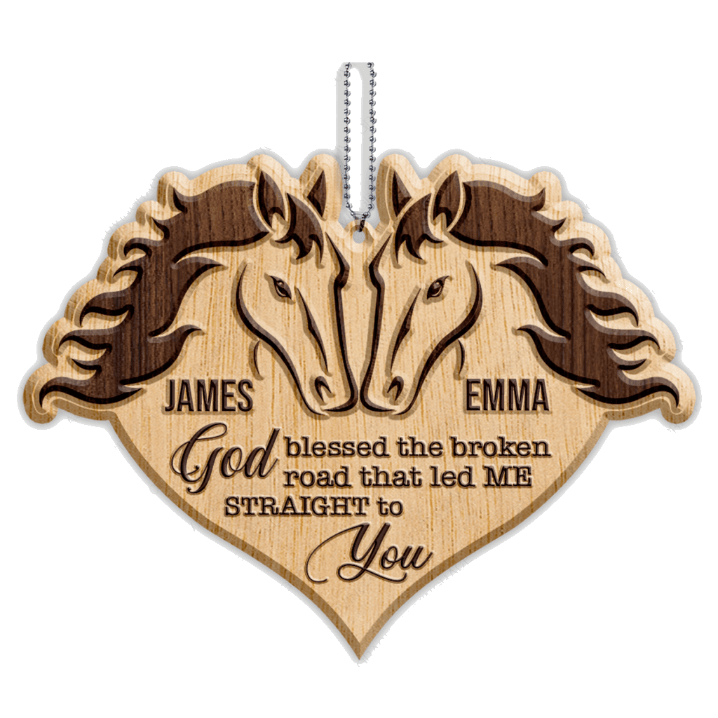 Horse Couple God Blessed Personalized Wood Engraved Ornaments