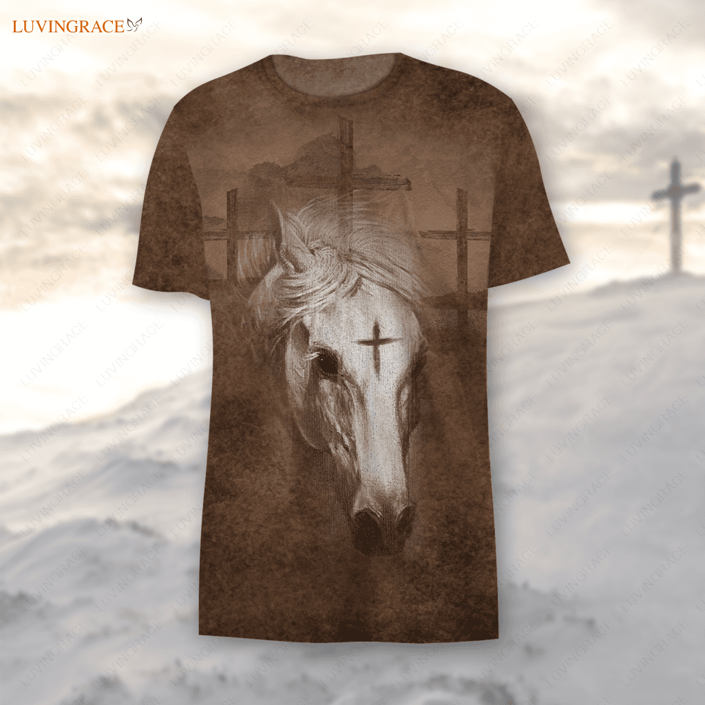 Horse Cross Let Your Faith Be Bigger Than Fear Hoodie 3D T-Shirt / S