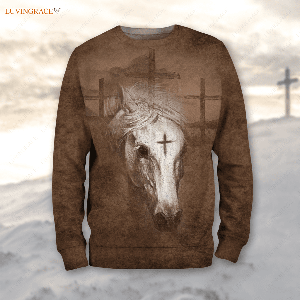 Horse Cross Let Your Faith Be Bigger Than Fear Hoodie Long Sleeve Tee / S