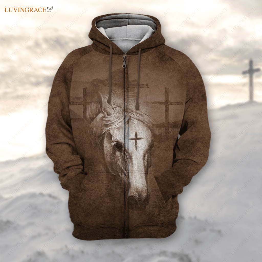 Horse Cross Let Your Faith Be Bigger Than Fear Hoodie Zipper / S