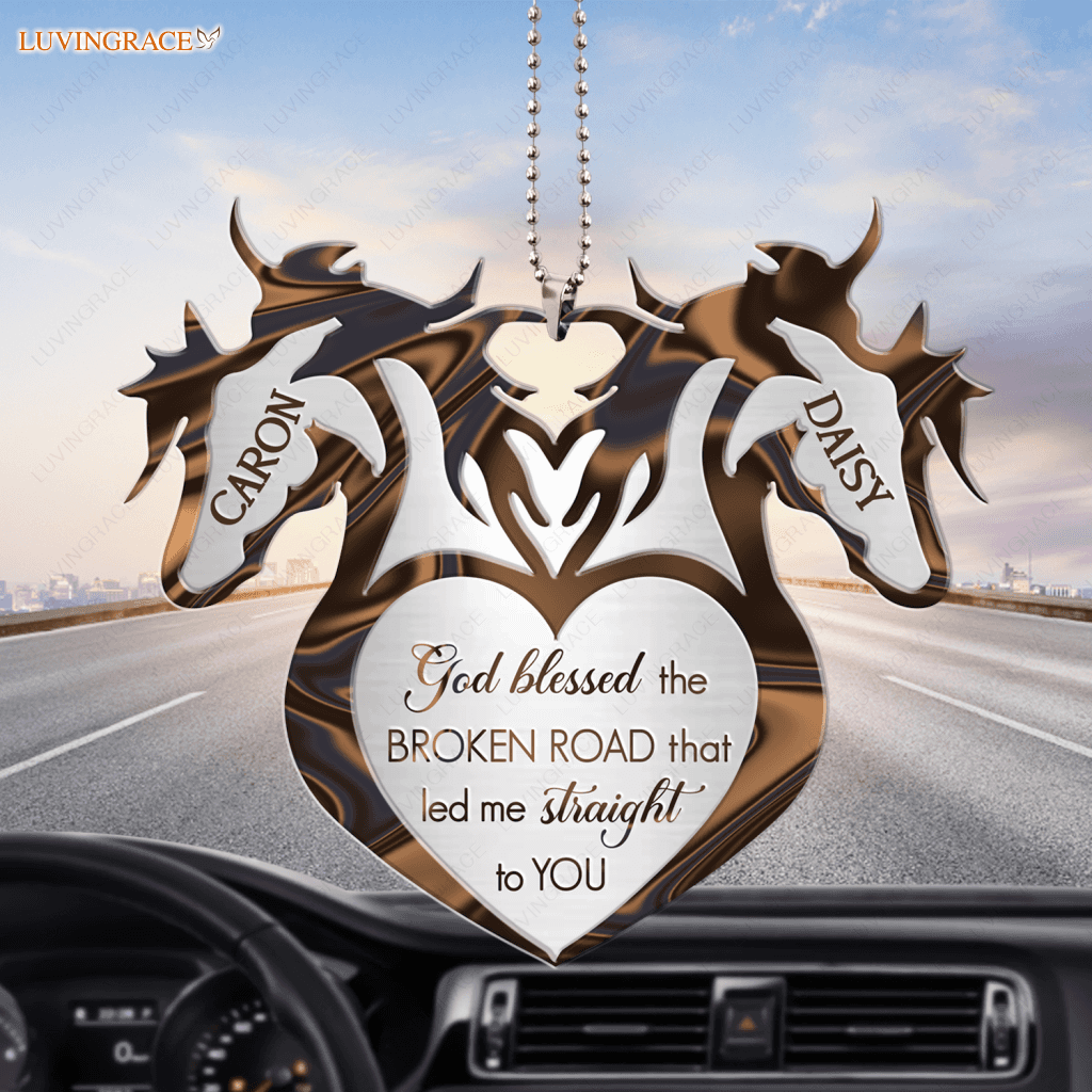 Horse Heads God Blessed Personalized Couple Ornament