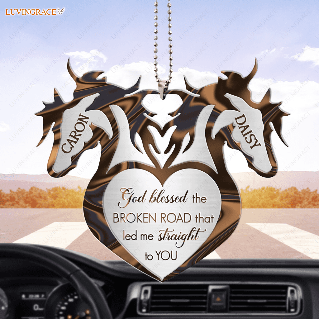 Horse Heads God Blessed Personalized Couple Ornament