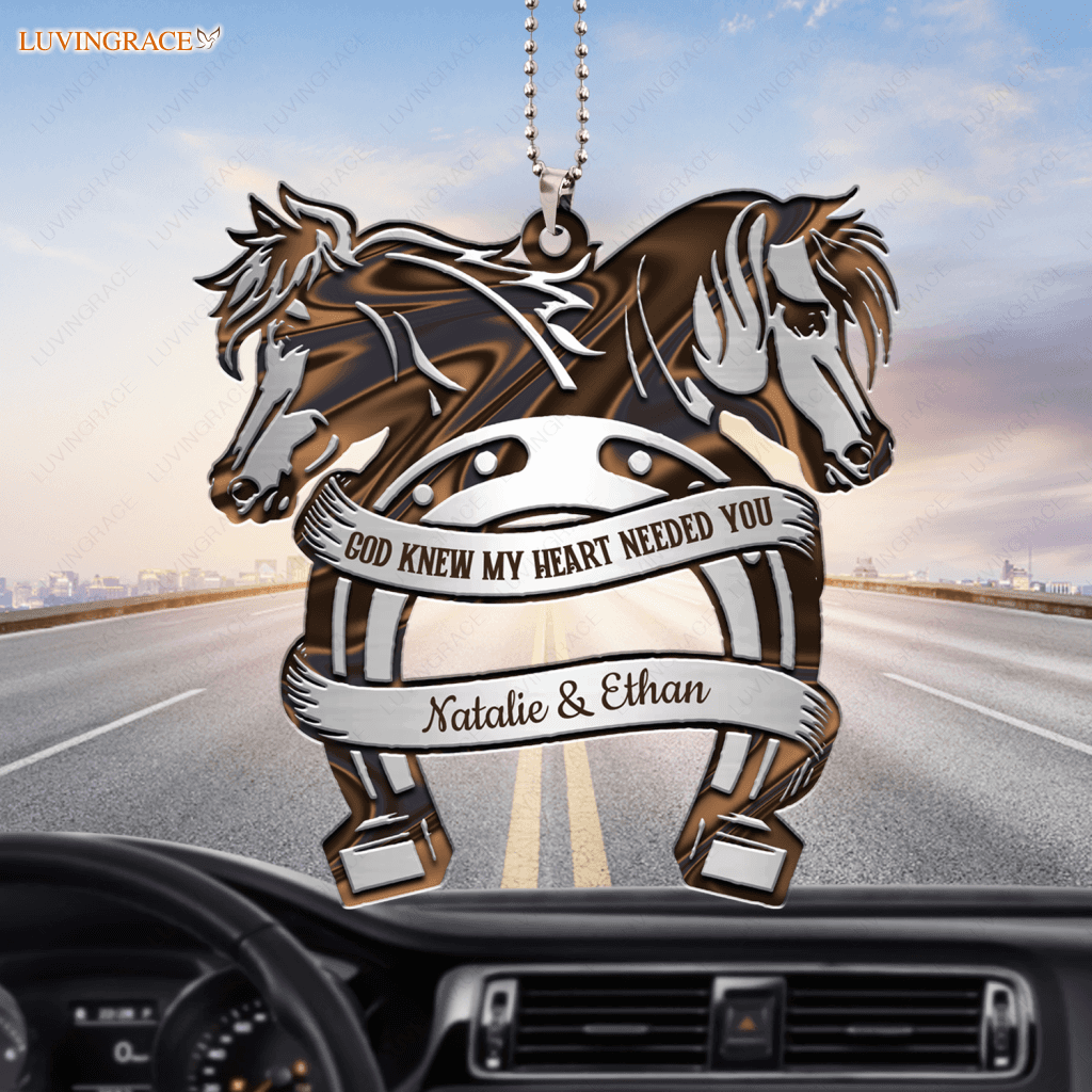 Horse Monogram God Knew Personalized Couple Ornament