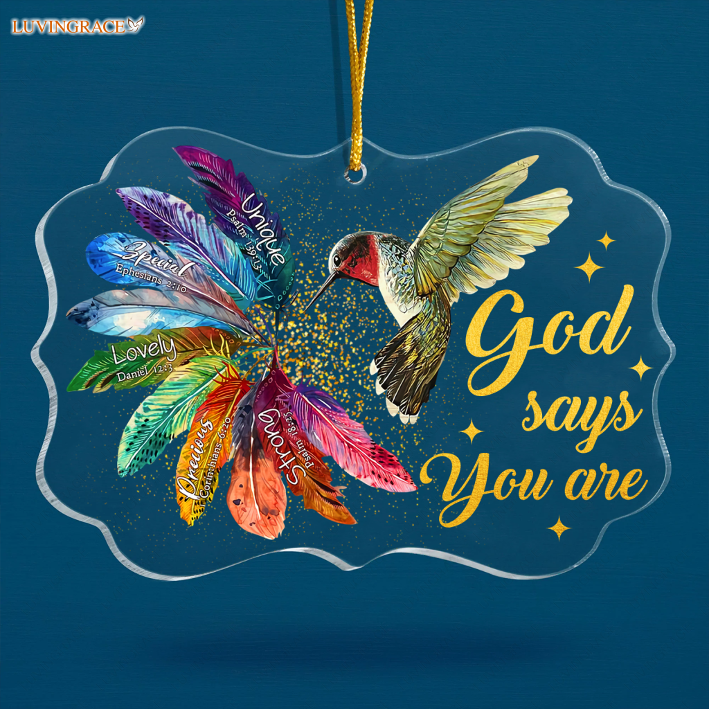 Hummingbird Colorful Feather God Says You Are Transparent Ornament