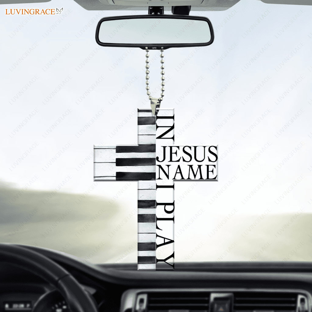 In Jesus Name Piano Cross Ornament