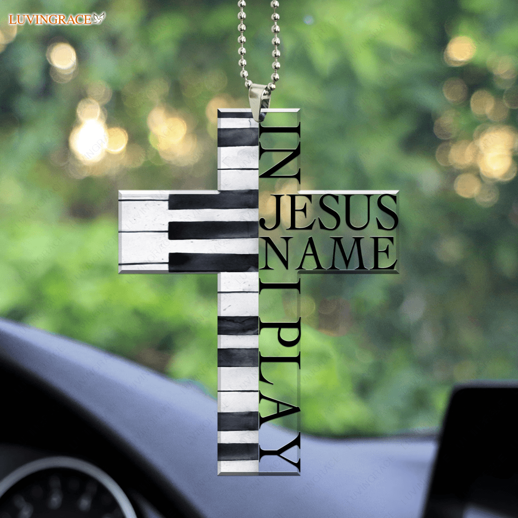In Jesus Name Piano Cross Ornament