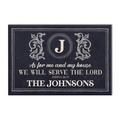 Indigo Serve The Lord Monogrammed Personalized Doormat