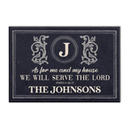Indigo Serve The Lord Monogrammed Personalized Doormat