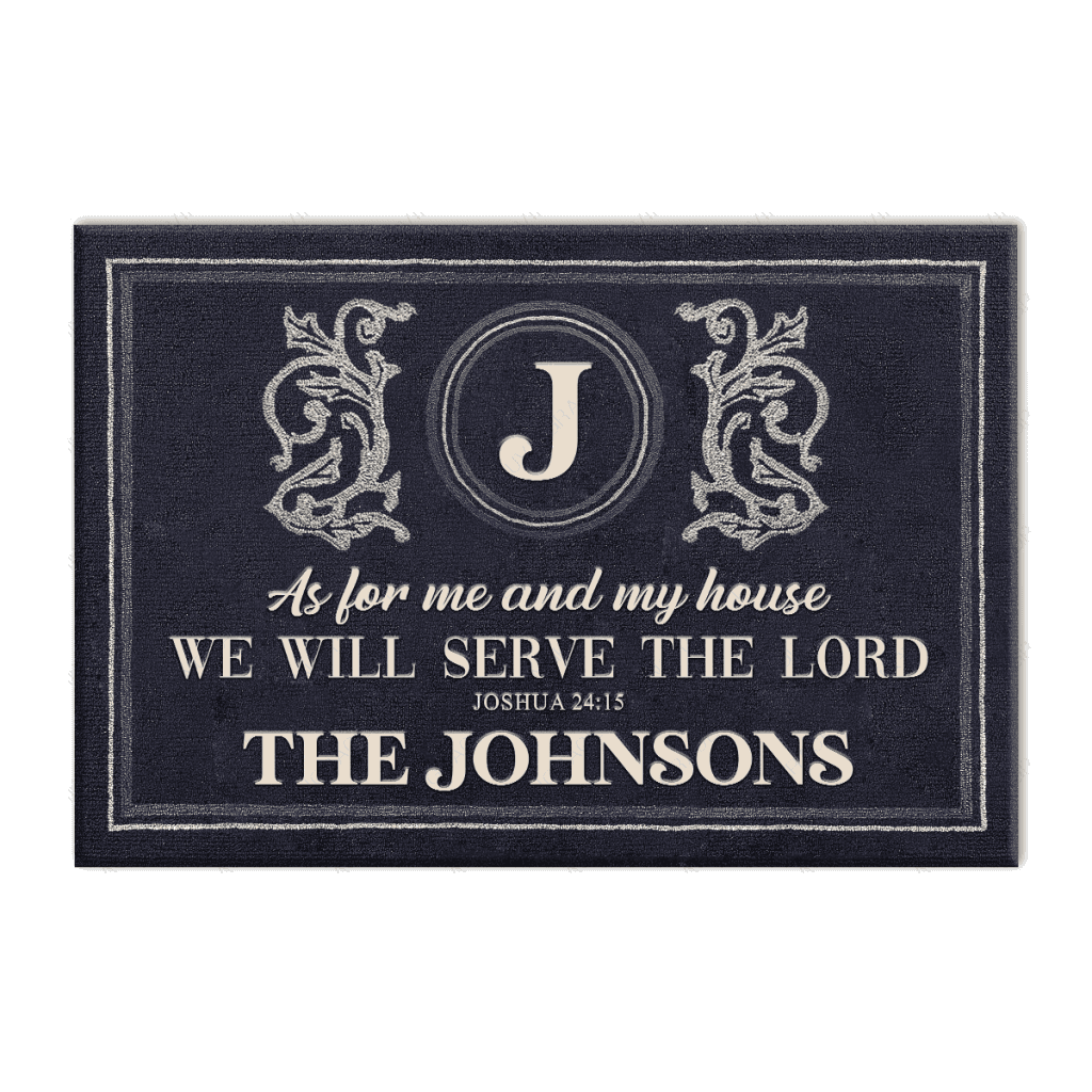 Indigo Serve The Lord Monogrammed Personalized Doormat