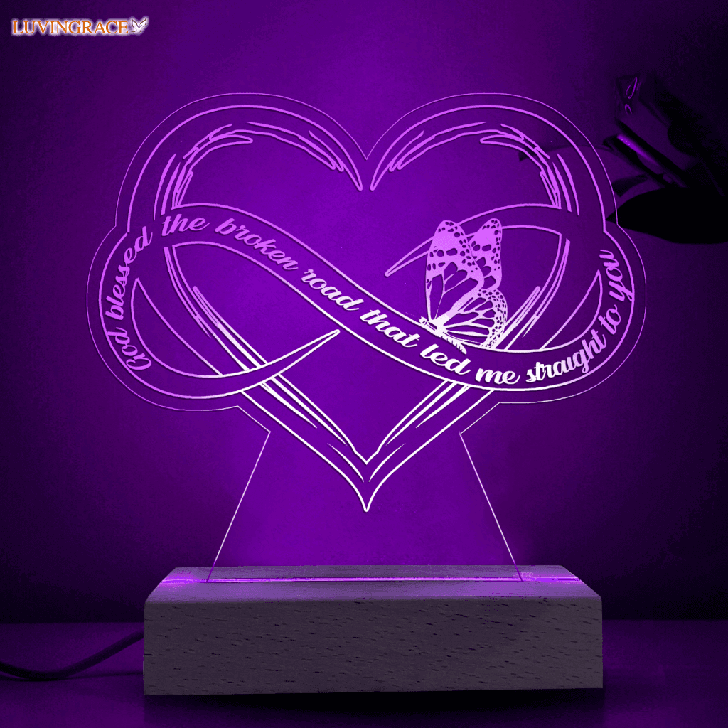 Infinity Heart God Blessed Personalized Acrylic Seven Colors Night Light