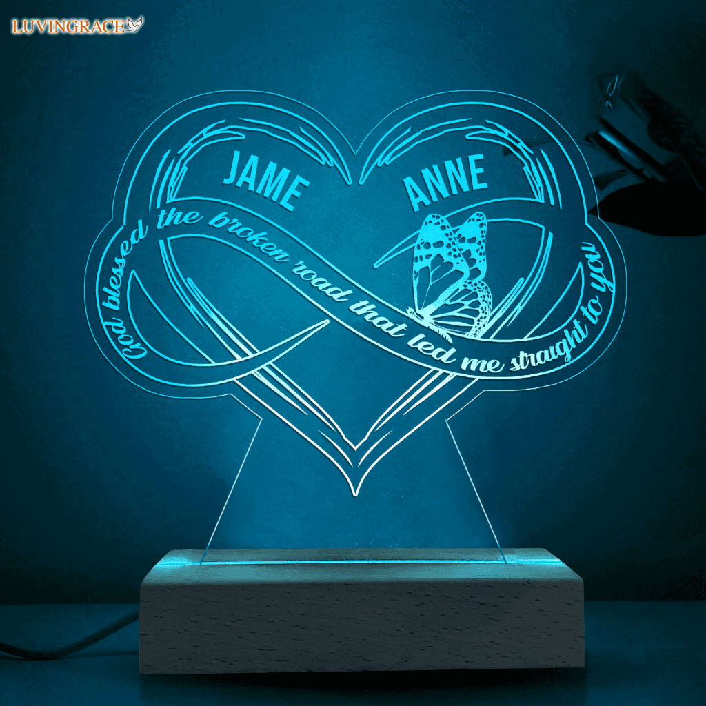 Infinity Heart God Blessed Personalized Acrylic Seven Colors Night Light