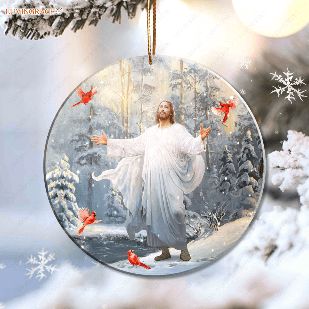 Jesus And Cardinals Ornament