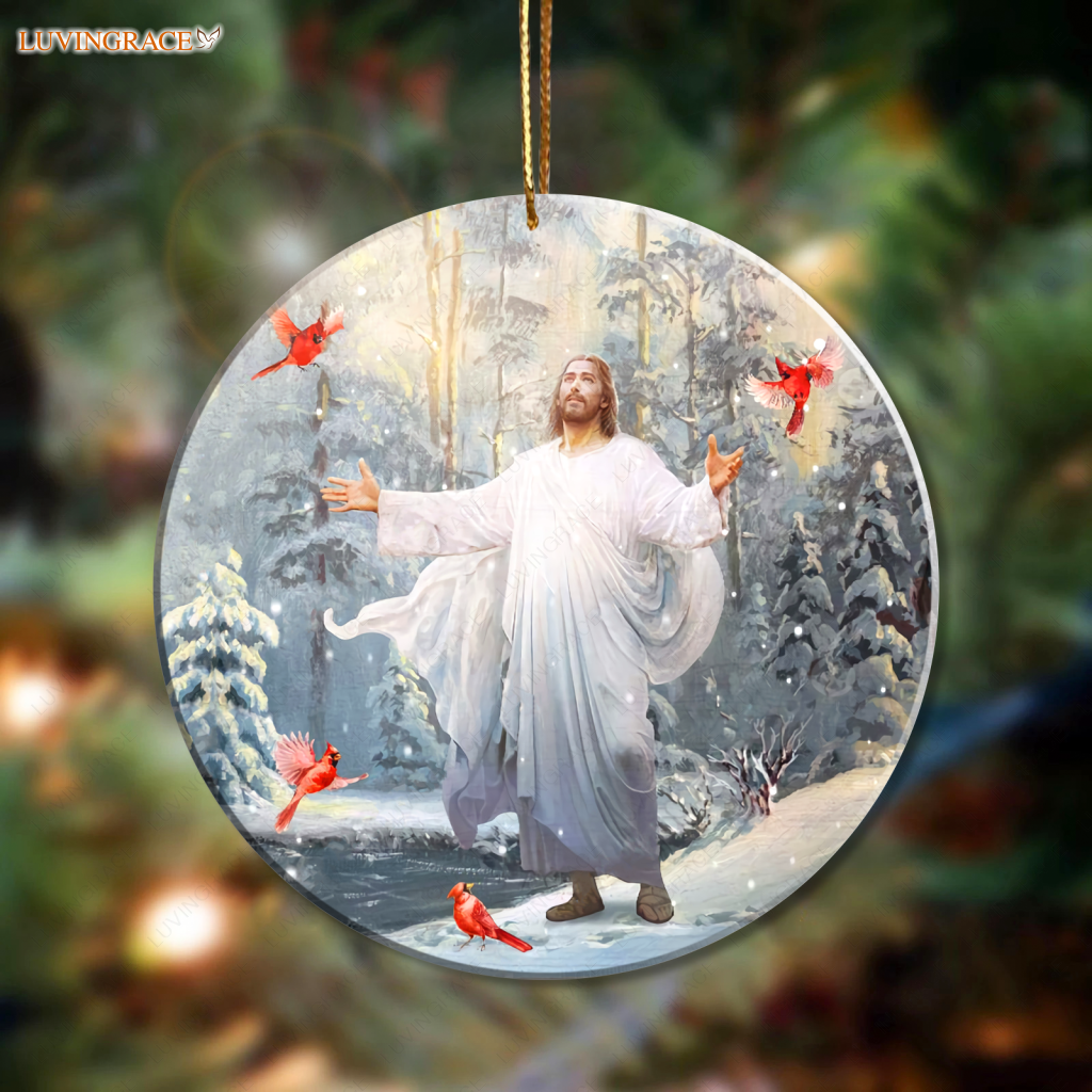 Jesus And Cardinals Ornament