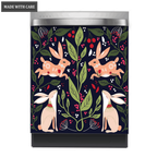 Kitchen Decor Dishwasher Magnet Cover Folk Art Bunny