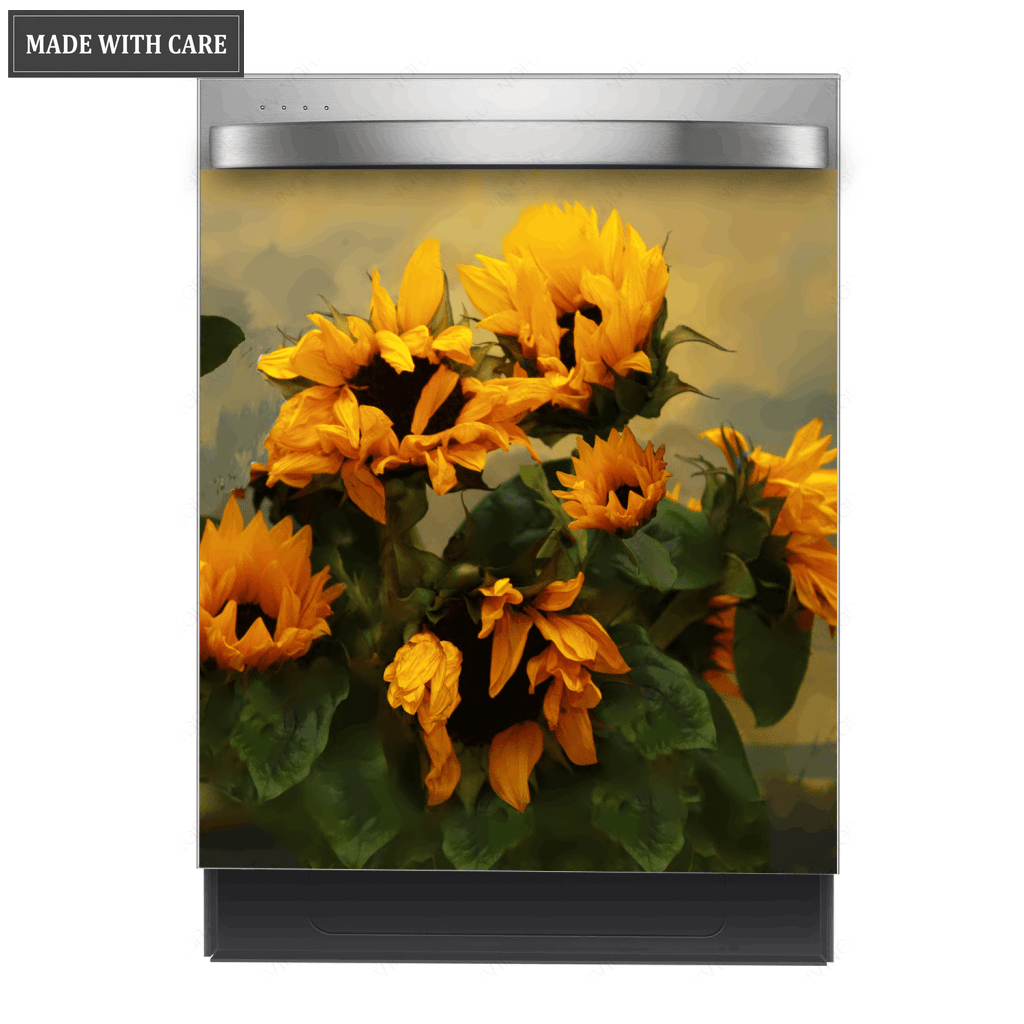 Kitchen Dishwasher Magnet Cover Beautiful Vintage Sunflower