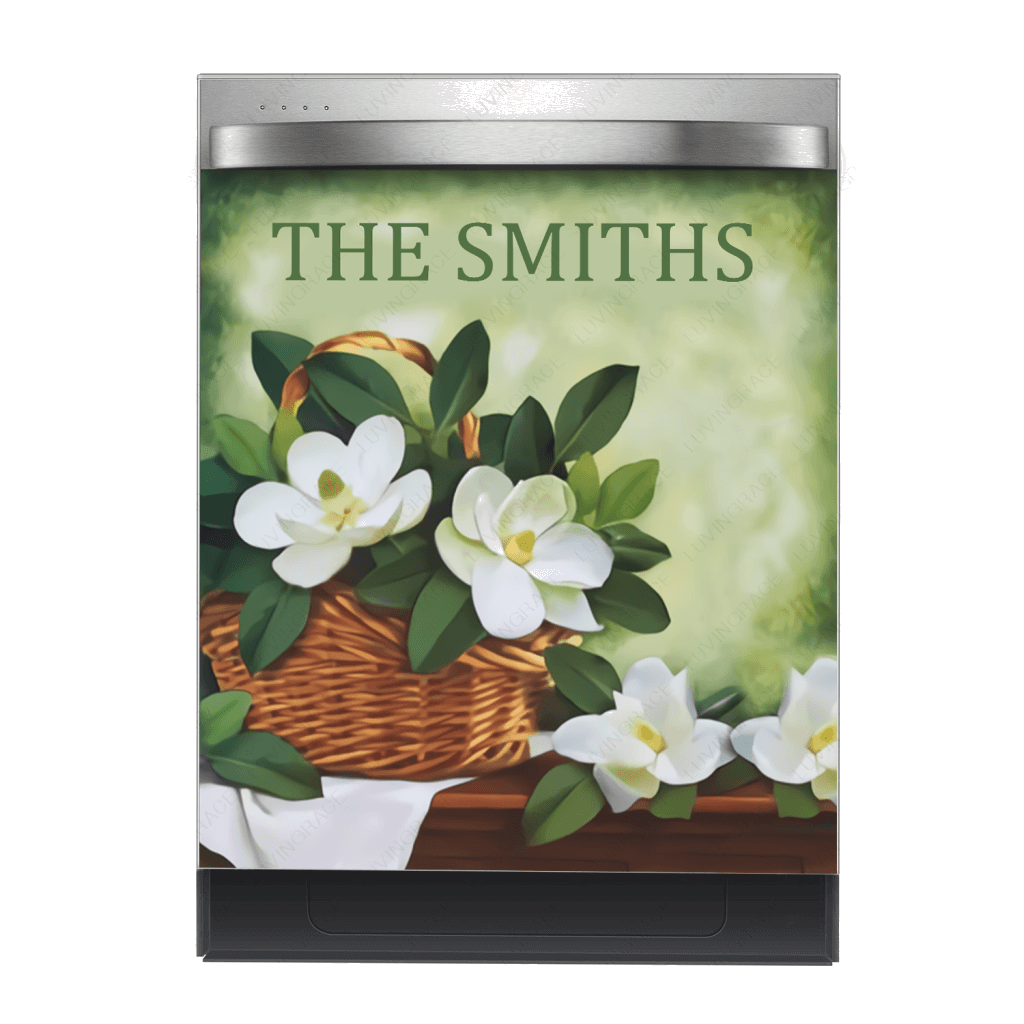 Kitchen Dishwasher Magnet Cover Beautiful White Flower