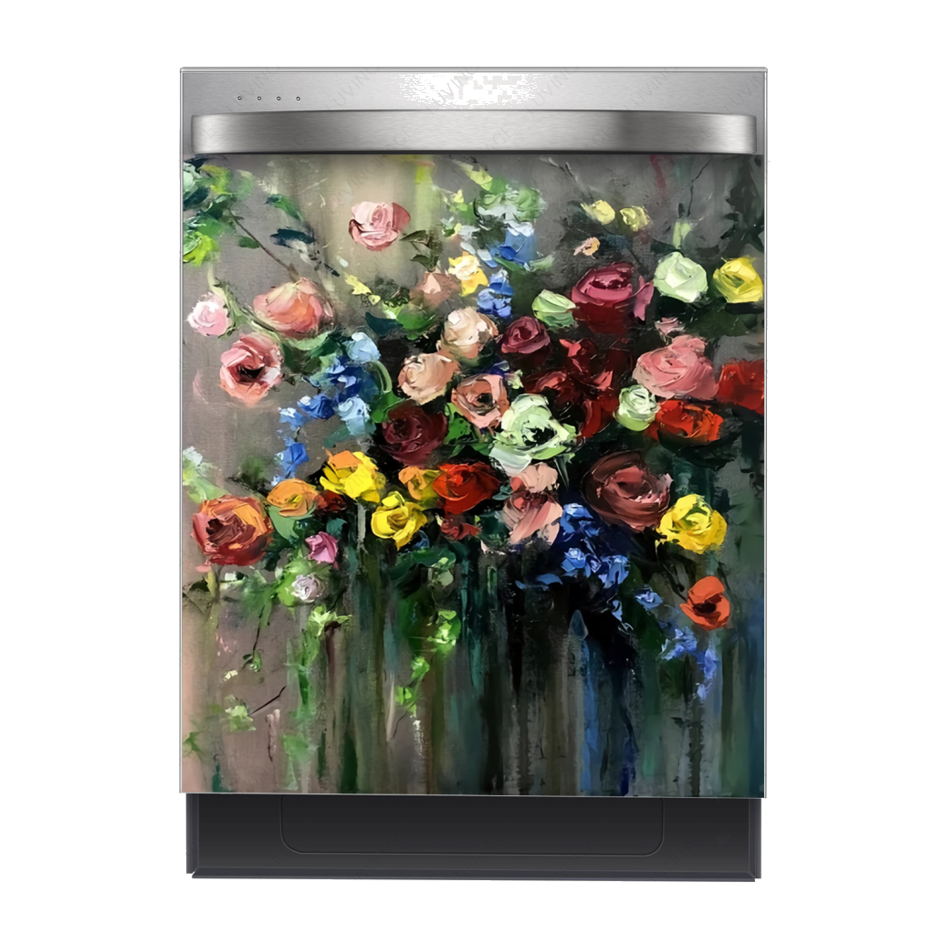 Kitchen Dishwasher Magnet Cover Colorful Flowers