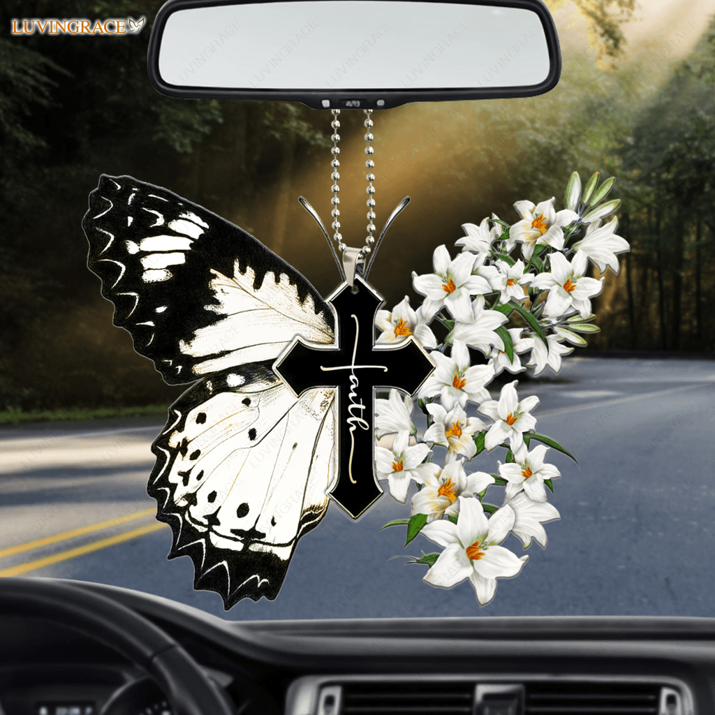 Lily Butterfly Cross Ornament