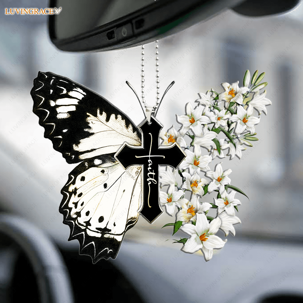 Lily Butterfly Cross Ornament