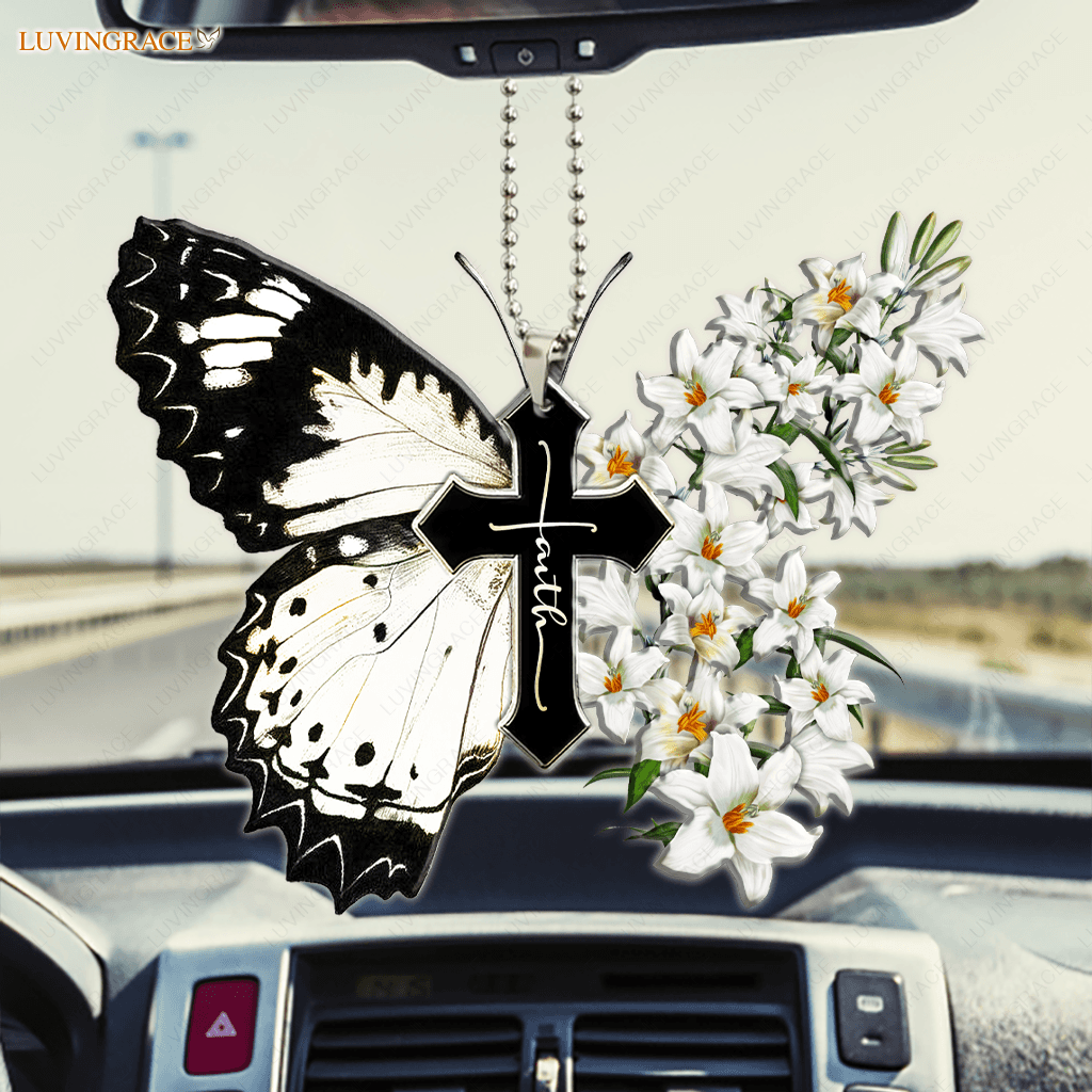 Lily Butterfly Cross Ornament