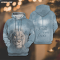 Lion Blue Light From Cross Faith Over Fear Hoodie / S