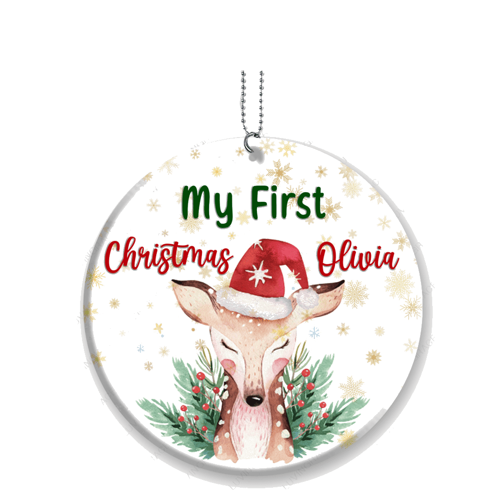 Little Deer My First Christmas Baby Name Personalized Ornament