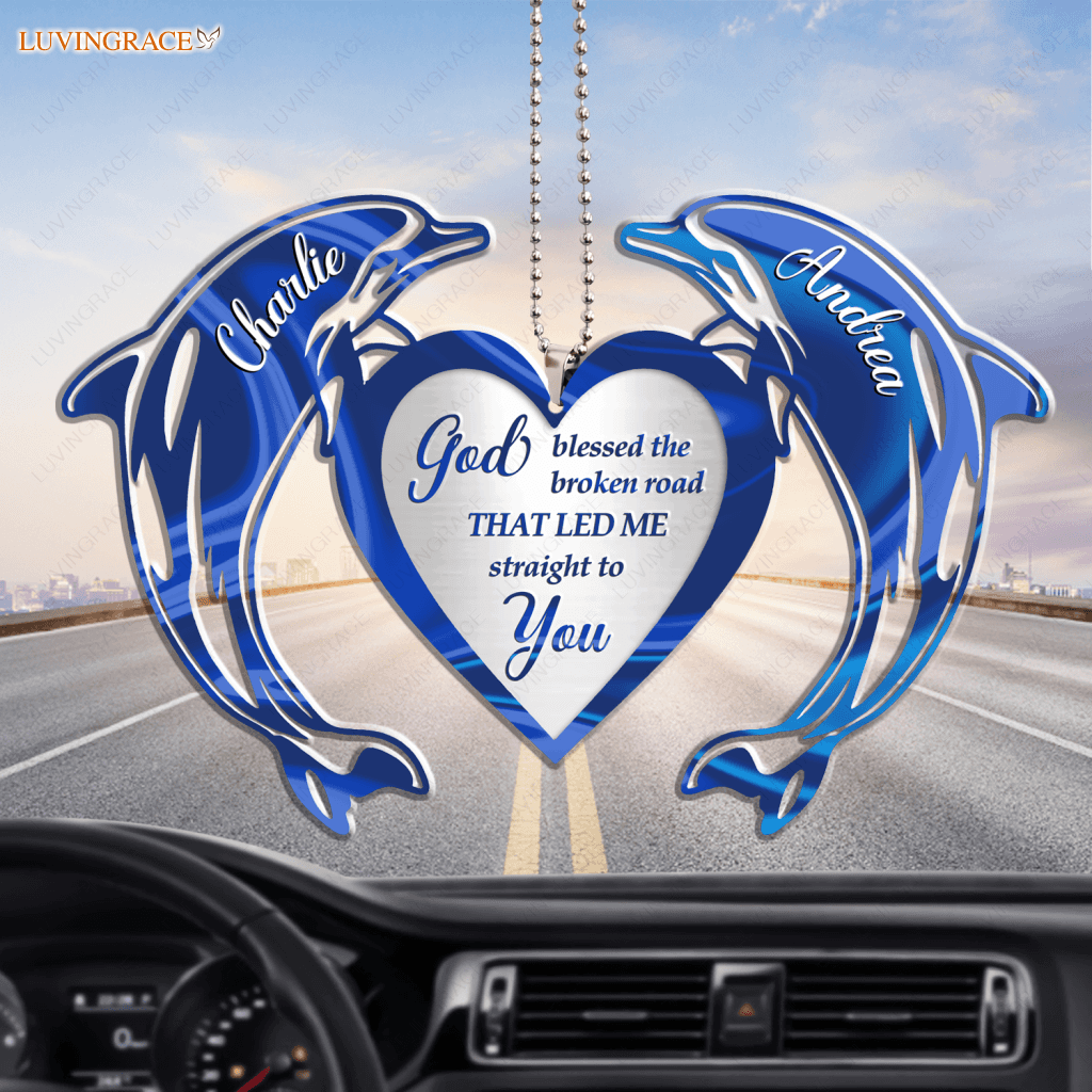 Love Dolphin Couple God Blessed Personalized Ornament