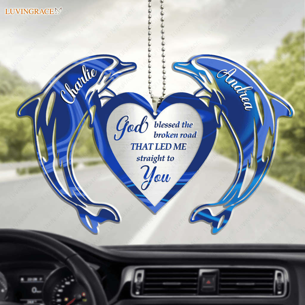 Love Dolphin Couple God Blessed Personalized Ornament