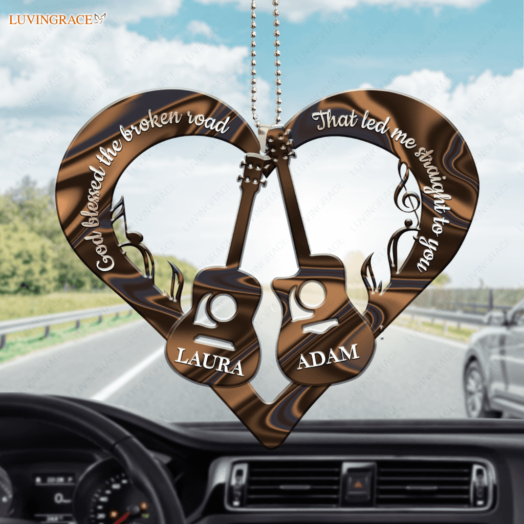 Love Guitar Couple God Blessed Personalized Ornament