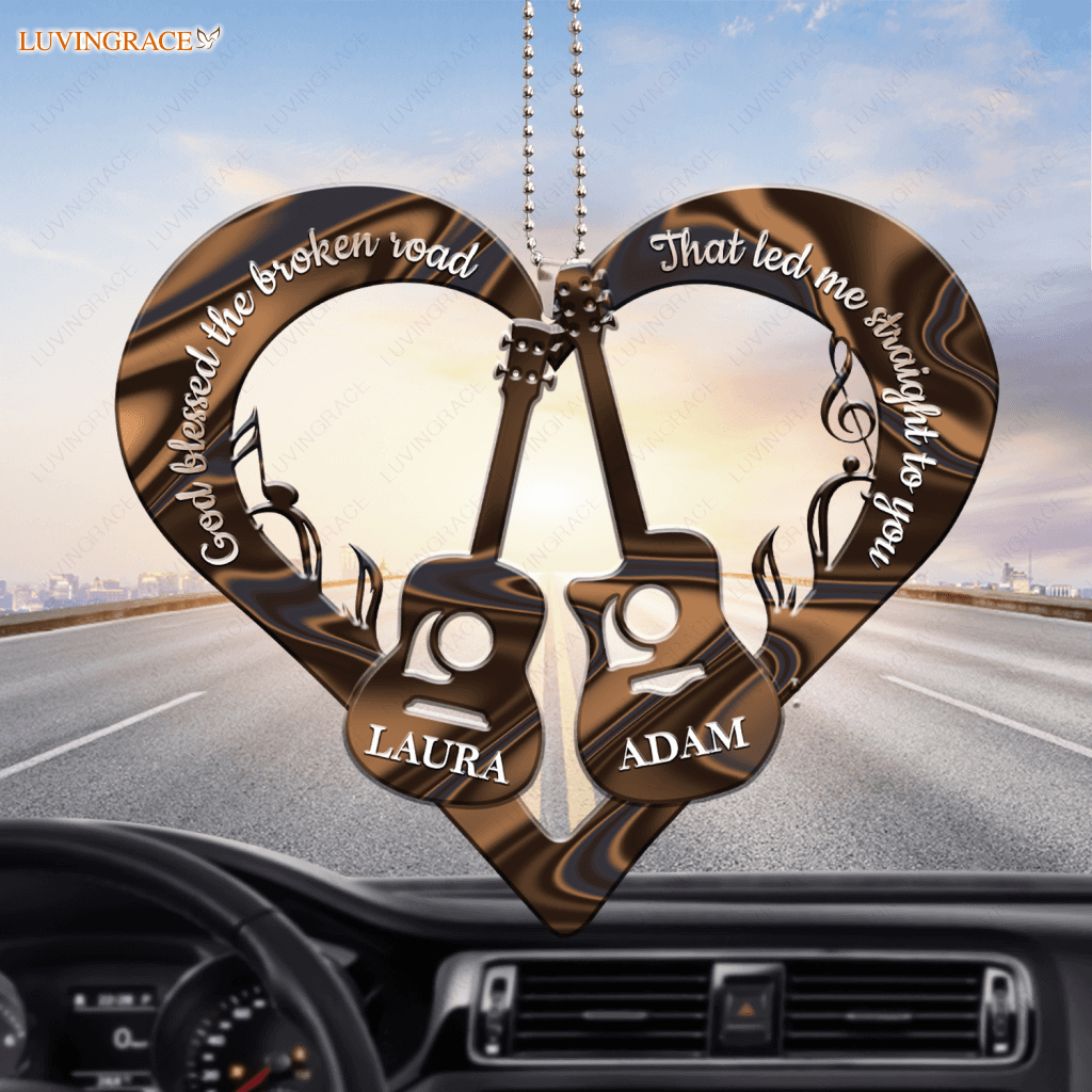 Love Guitar Couple God Blessed Personalized Ornament