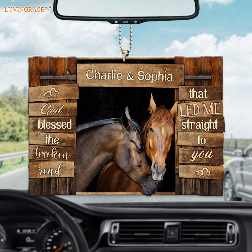 Loving Horse Couple God Blessed Personalized Ornament