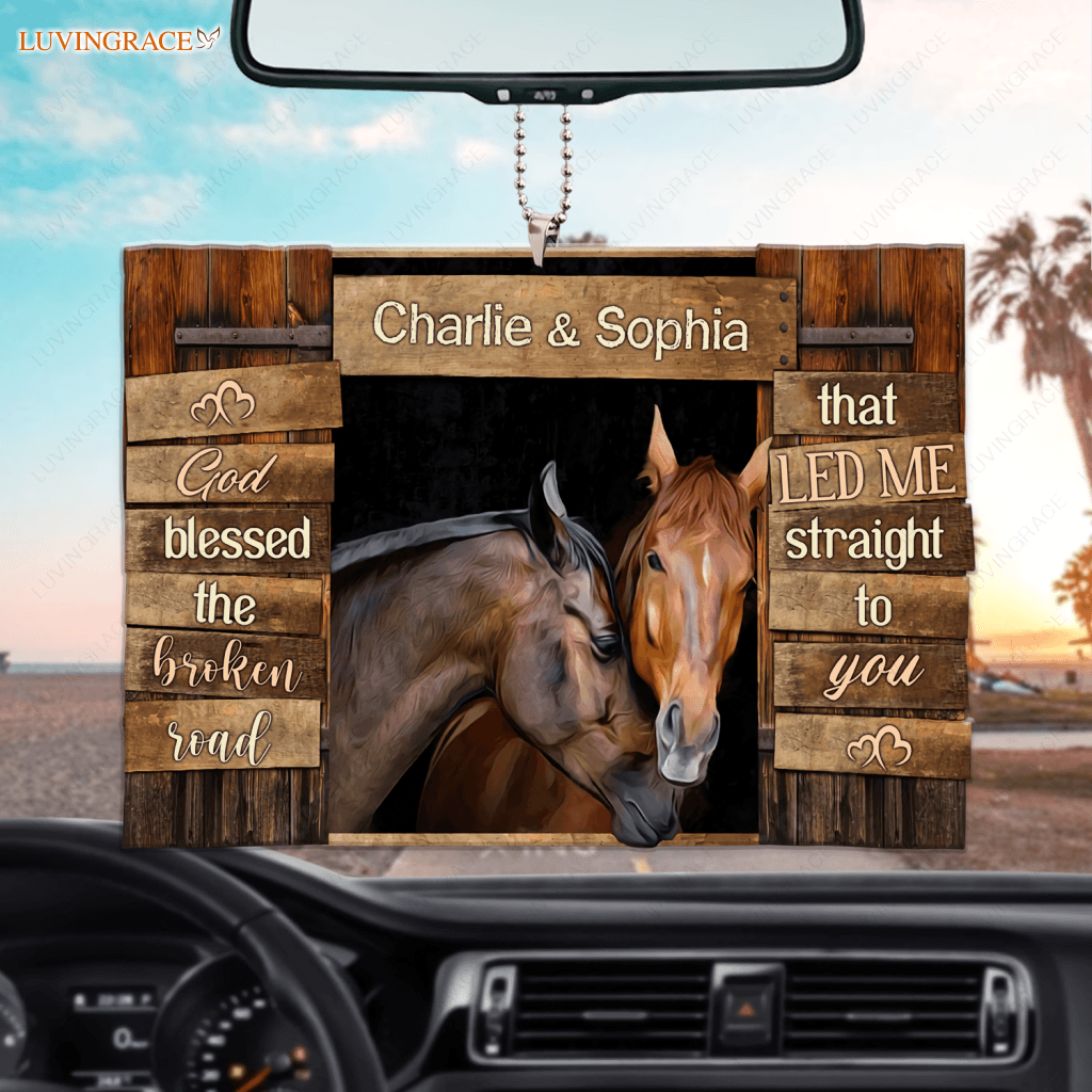 Loving Horse Couple God Blessed Personalized Ornament