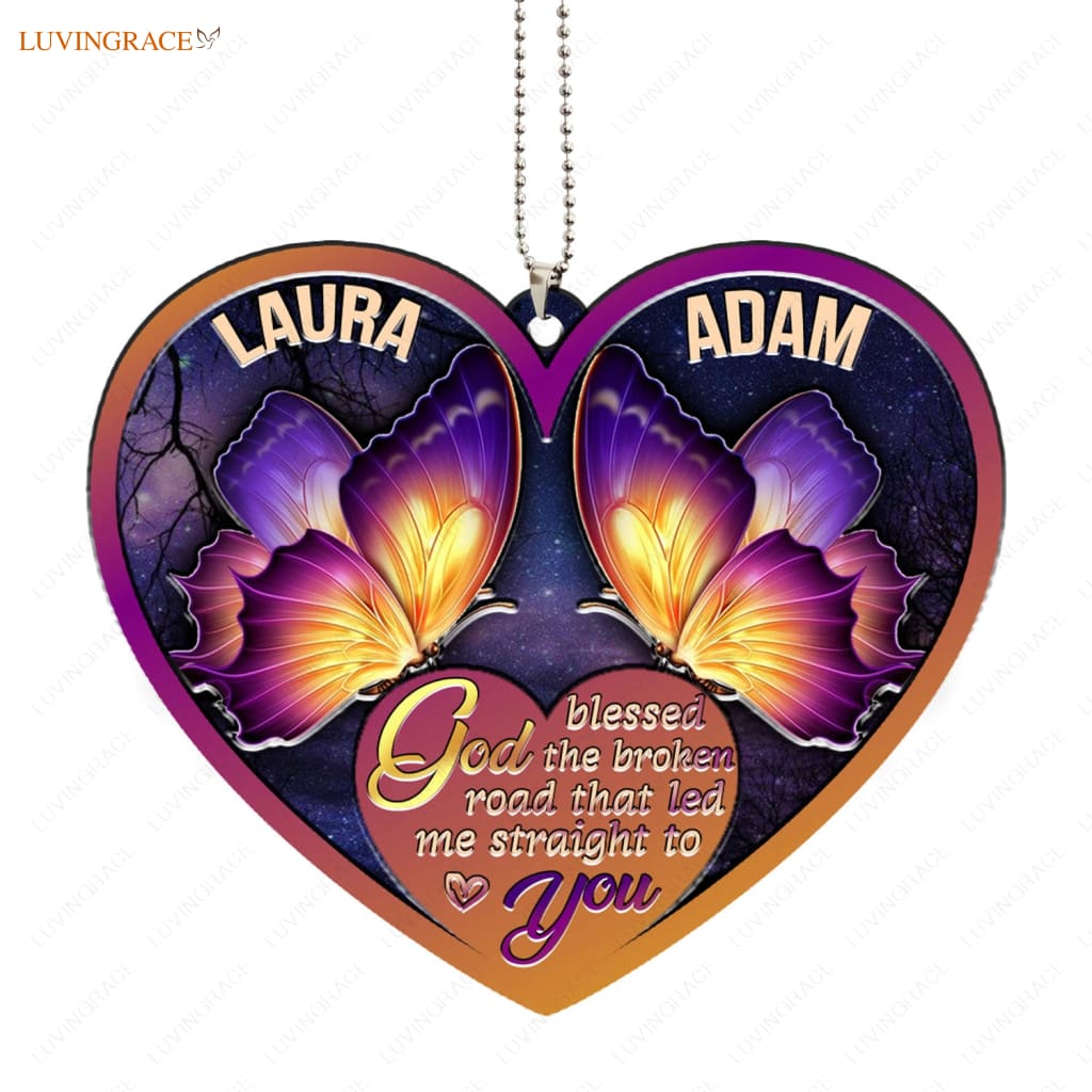 Lunvingrace M14 Butterfly Couple God Blessed Personalized Ornament