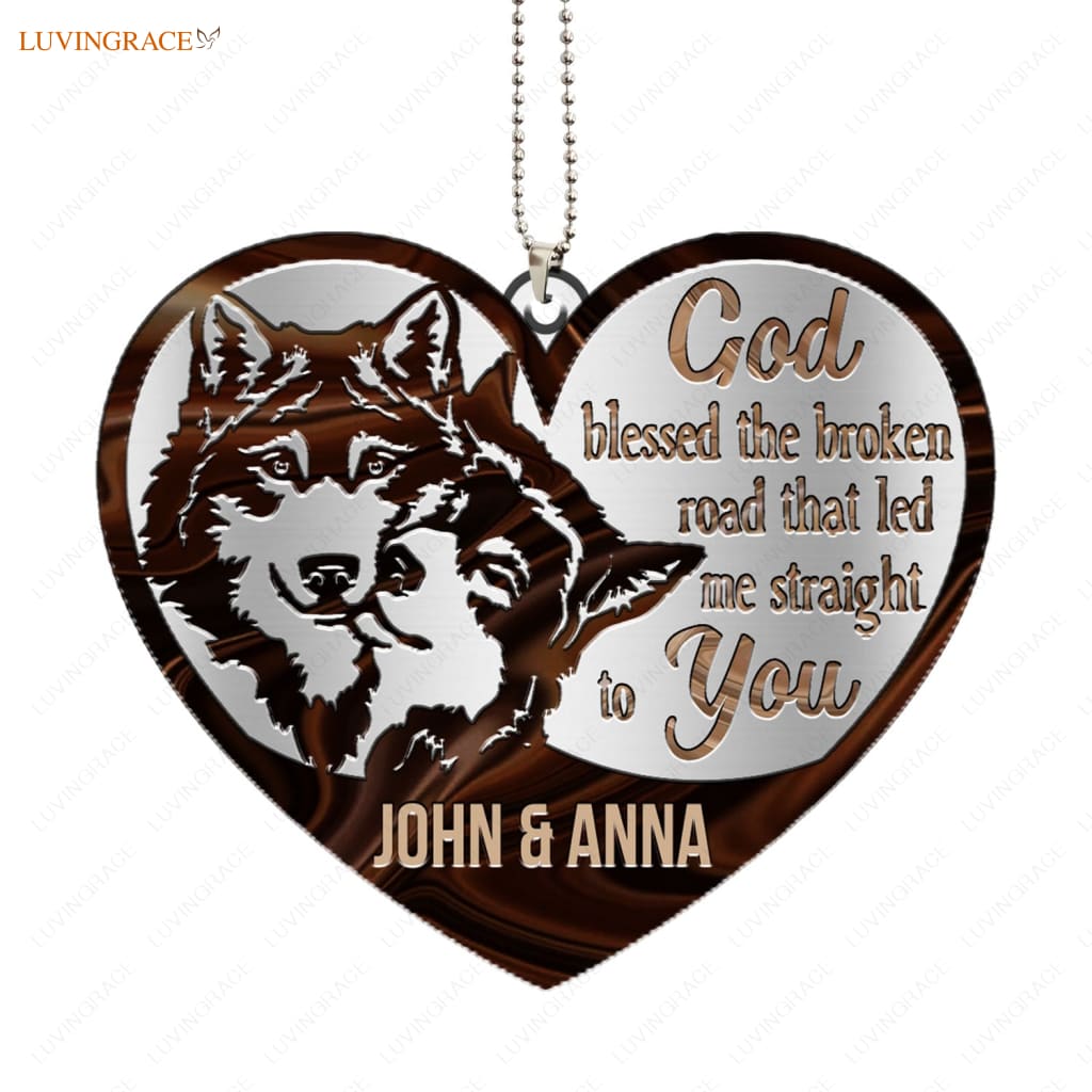 Lunvingrace M15 Wolf Couple God Blessed Personalized Ornament