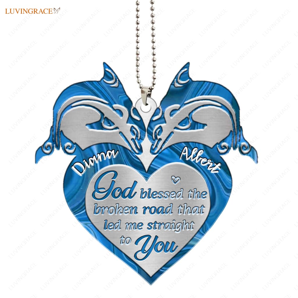 Lunvingrace M19 Dolphin Couple God Blessed Personalized Ornament