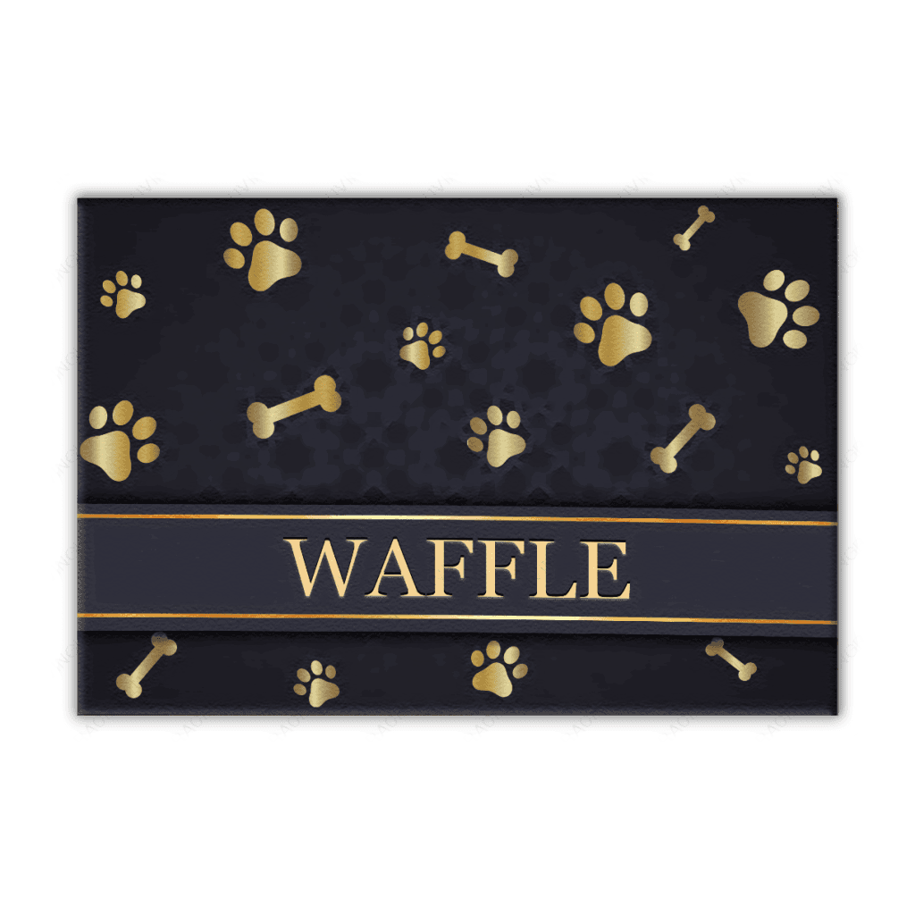 Printfamily 01 Elegant Navy Blue Personalized Dog/Cat Food Mat Custom Pet Bowl Mat