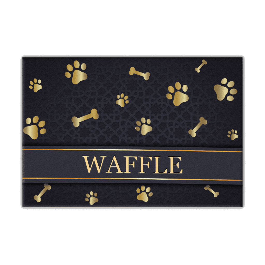 Luvingrace 01 Elegant Navy Blue Personalized Dog/Cat Food Mat Custom Pet Bowl Mat