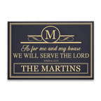 Luvingrace Collection Blue Gold Monogram As For My House Personalized Doormat