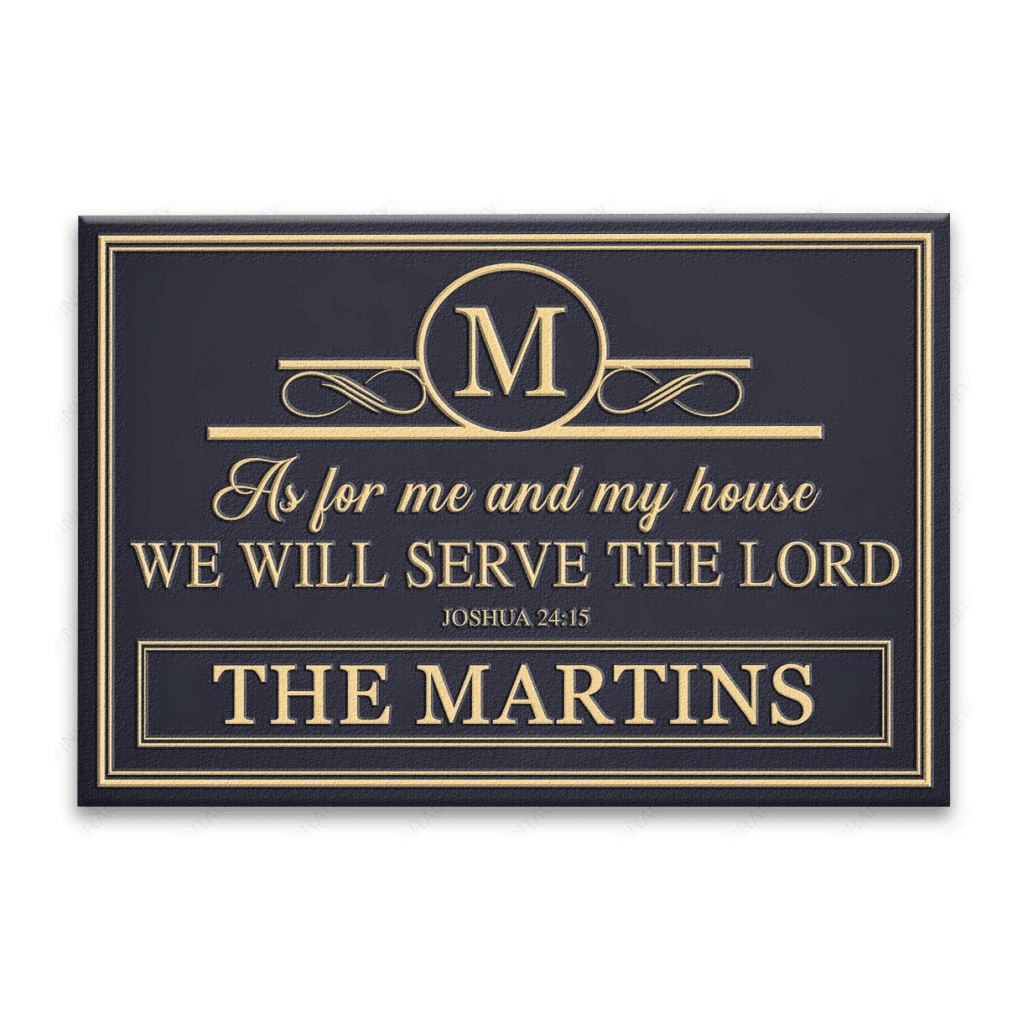 Luvingrace Collection Blue Gold Monogram As For My House Personalized Doormat