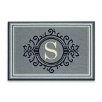 Printfamily L01 Vintage Monogram The First Letter of Family Name Personalized Doormat