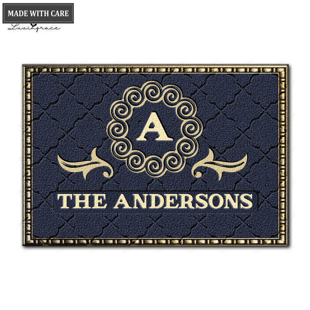 Printfamily L02 Luxury Monogram Collection Family Name Personalized Doormat