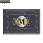 Printfamily L02 Vintage Monogram The First Letter of Family Name Personalized Doormat