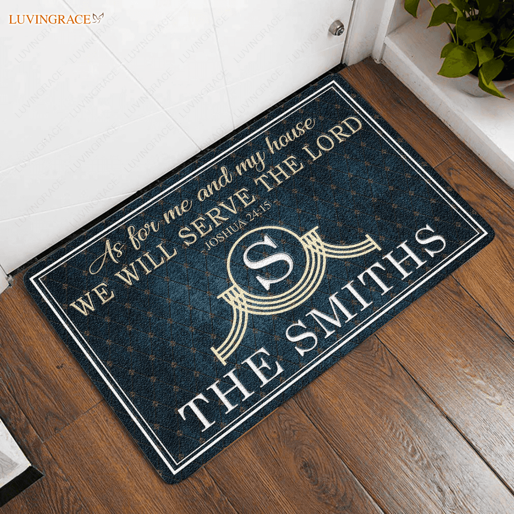 Luvingrace L05 Vintage Monogram Collection As For My House Personalized Doormat