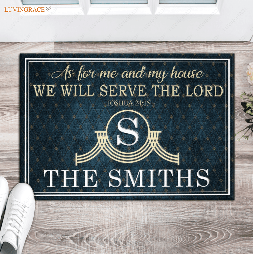 Luvingrace L05 Vintage Monogram Collection As For My House Personalized Doormat