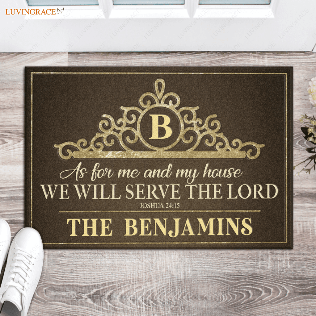 Luvingrace L08 Vintage Monogram Collection As For My House Personalized Doormat