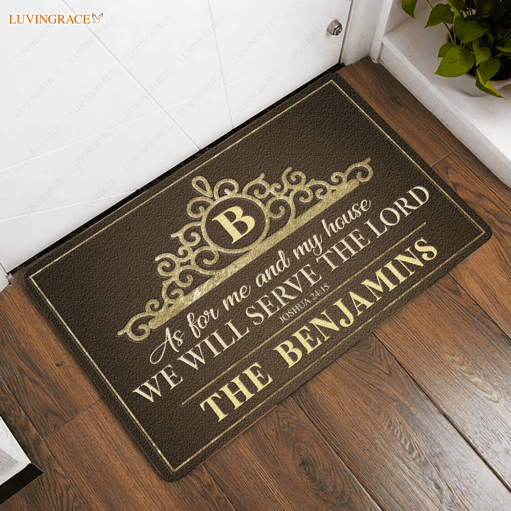Luvingrace L08 Vintage Monogram Collection As For My House Personalized Doormat