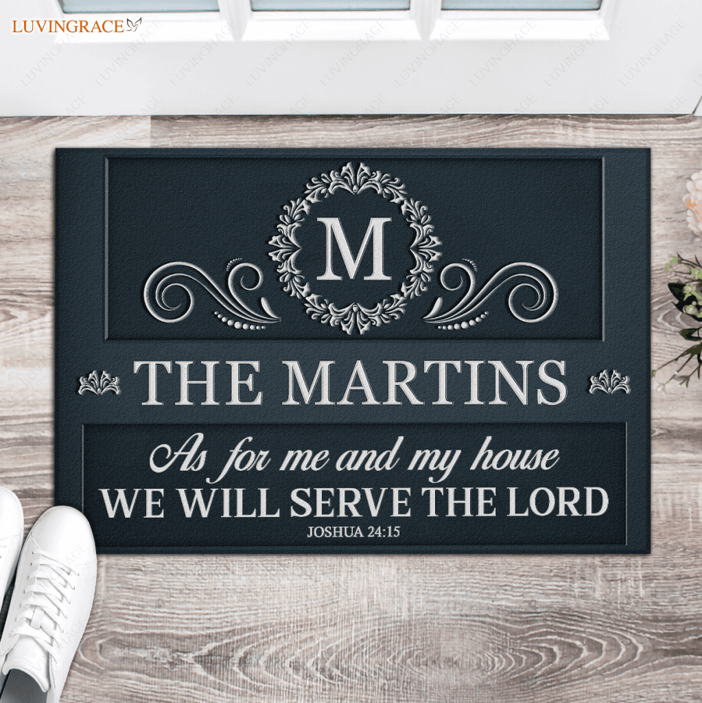 Luvingrace L115 Vintage Monogram Collection As For My House Personalized Doormat