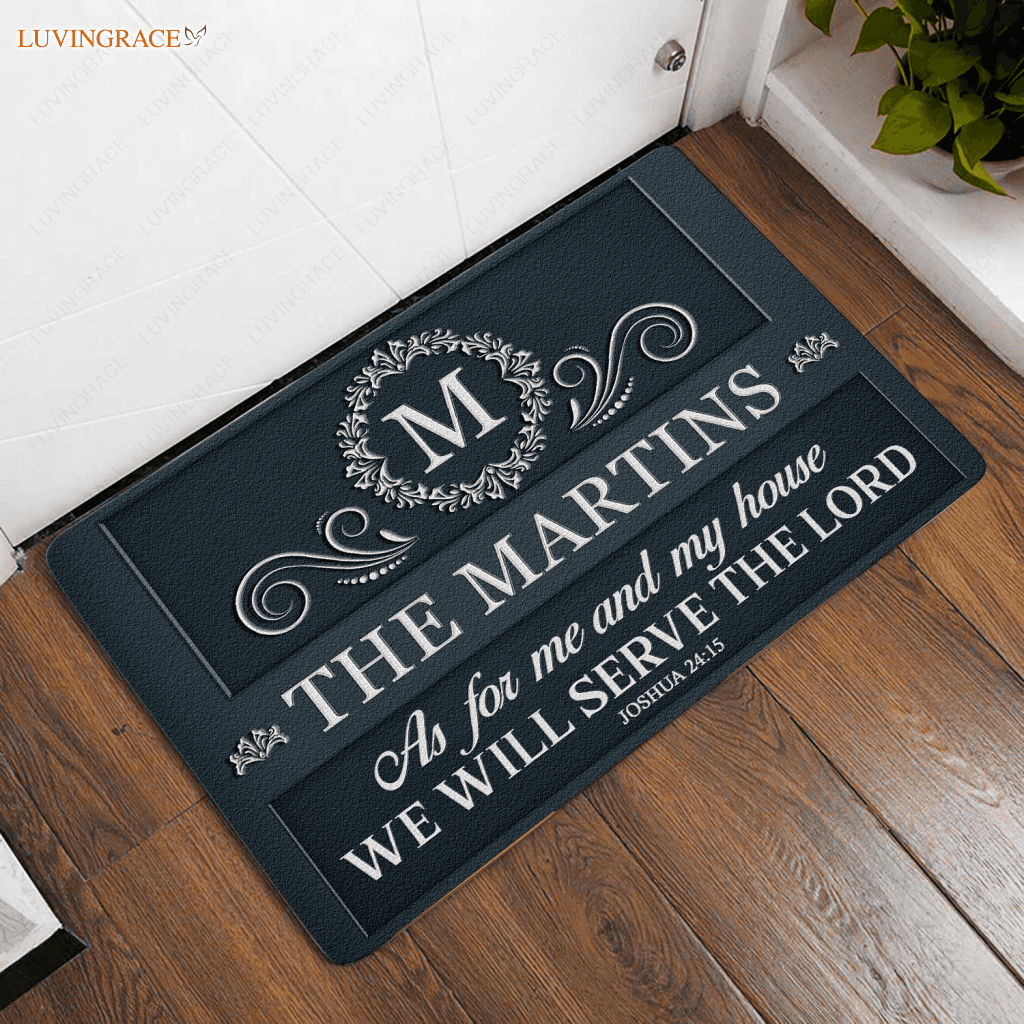 Luvingrace L115 Vintage Monogram Collection As For My House Personalized Doormat